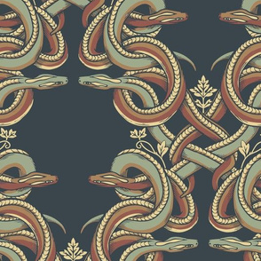 Knotted Snake Damask in Nature Earth Tones