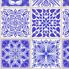 Blue and White Tiles Stack