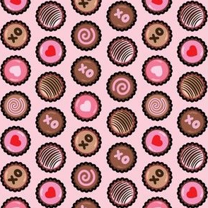 valentine chocolates halfdrop on pink