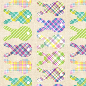 Plaid Bunny Butts on Cream Linen Rotated - large scale