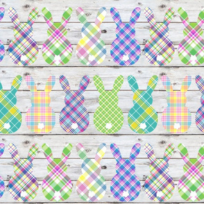 Plaid Bunny Butts on Shiplap - medium scale