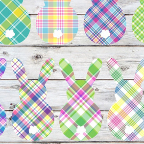 Plaid Bunny Butts on Shiplap - large scale