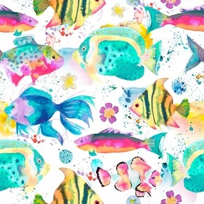 Tropical hawaiian fishes nautical medium