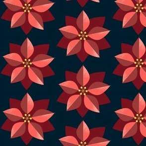 Mod Poinsettia - navy