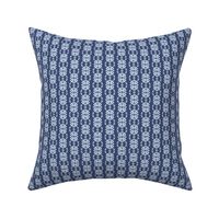 437 - Small scale Modern Damask medallion in navy blue and pale blue half drop simple scandi style  -  for calming wallpaper, bold home décor and vivid soft furnishings