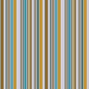 Medium scale vertical Stripes in Mustard, Baby Pink, Turquoise and Soft Brown:for apparel and home decor