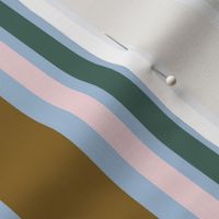 Jumbo scale Cool stripes in mustard, turquoise, baby pink and soft greys and browns:  for wallpaper and home decor, bed linen, soft furnishings