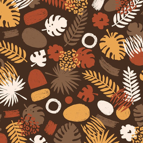 abstract brown doodle tropics