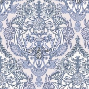 Soft Lavender and Grey Botanical Doodle Pattern - medium