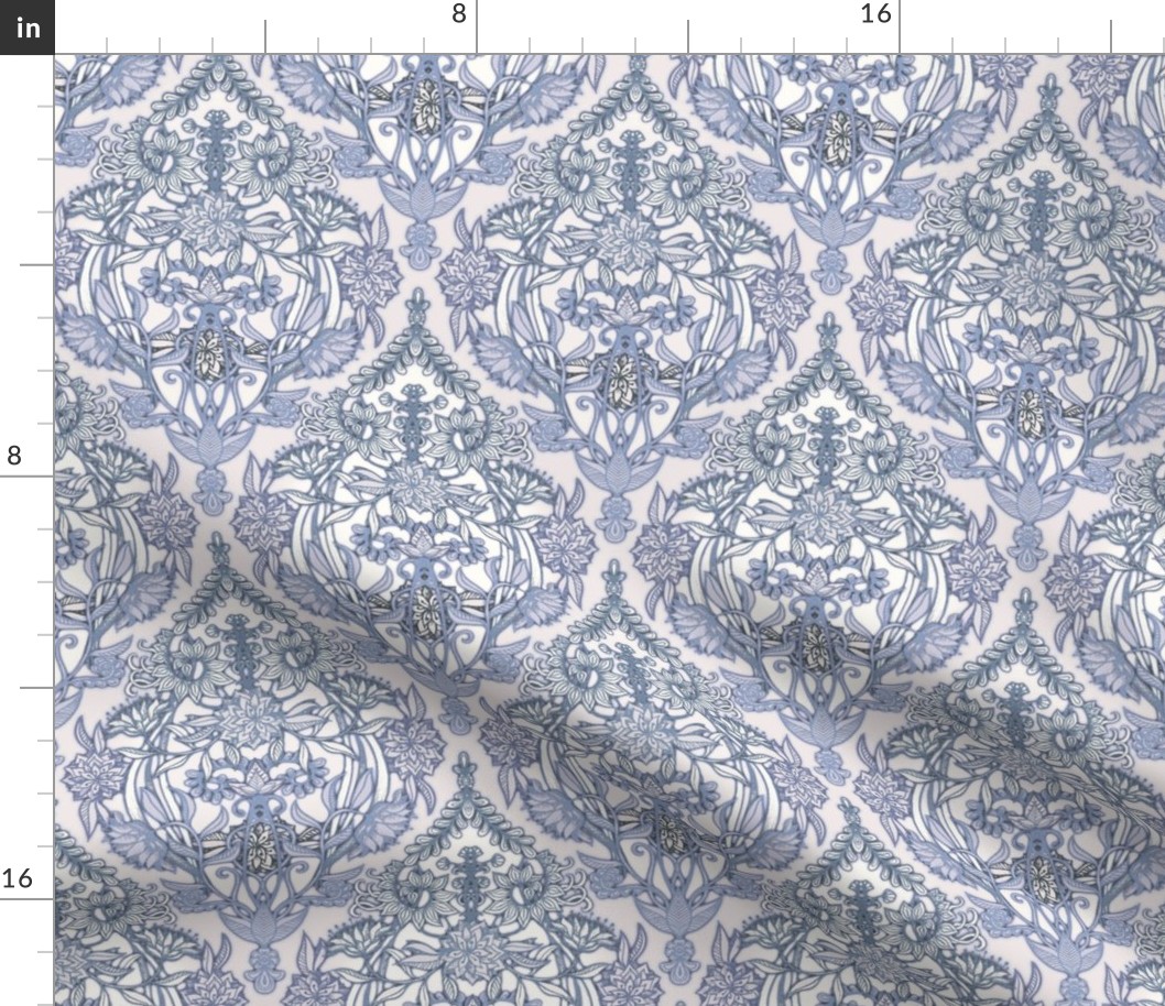 Soft Lavender and Grey Botanical Doodle Pattern - medium