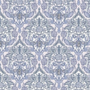 Soft Lavender and Grey Botanical Doodle Pattern - small