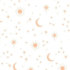 Mystic boho universe sun moon phase and stars sweet dreams beige peach punch