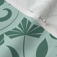 Abstract floral,  green and mint