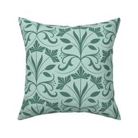 Abstract floral,  green and mint