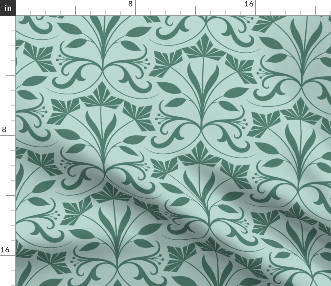 Abstract floral,  green and mint