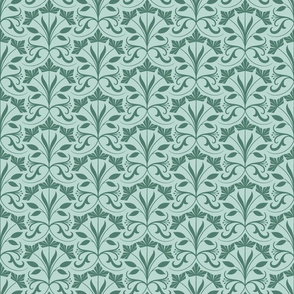 Abstract floral,  green and mint (small)