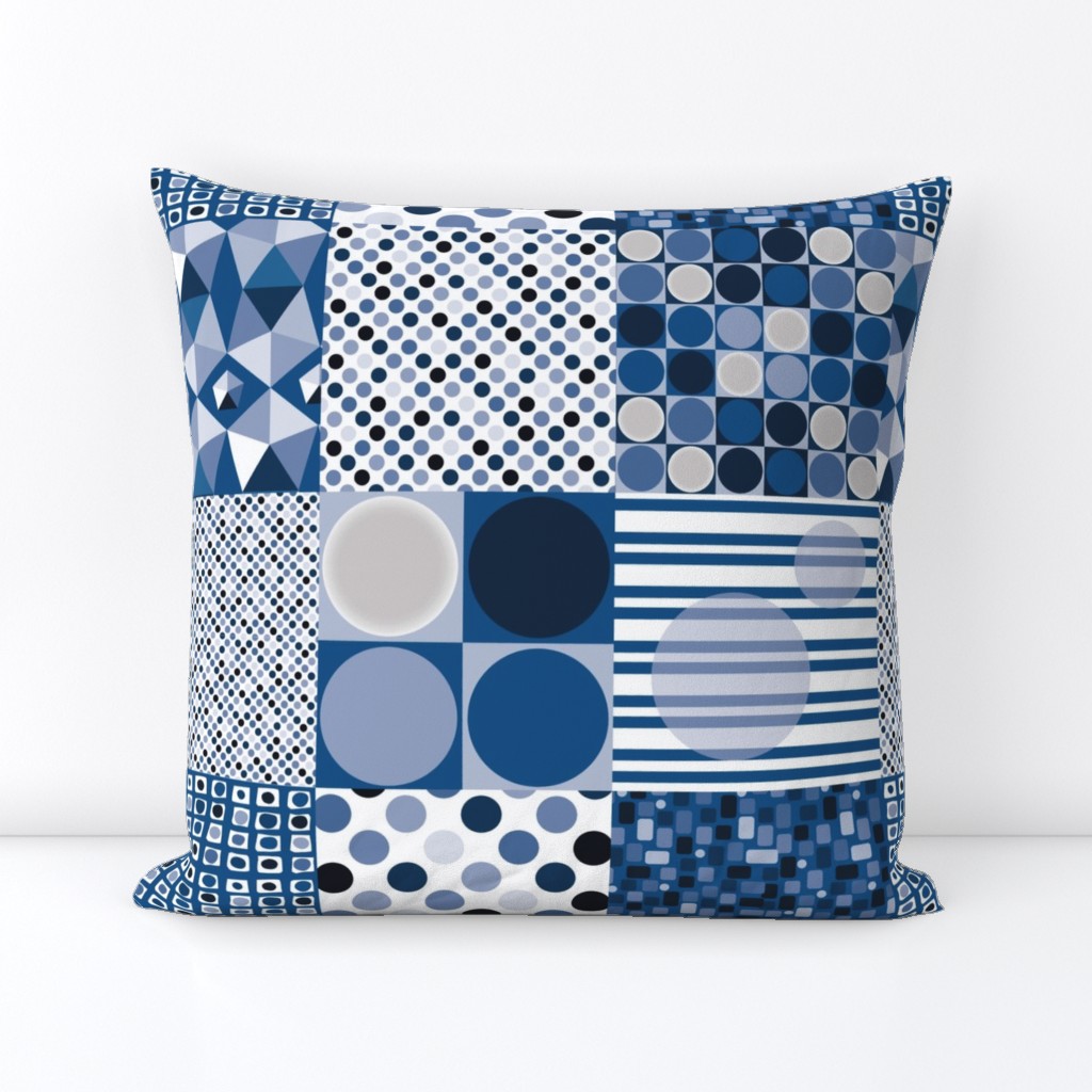 Cheater Quilt Blue Geometric | 6 inch squares