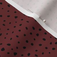 Little spots and speckles panther animal skin abstract minimal dots in maroon red wine black SMALL