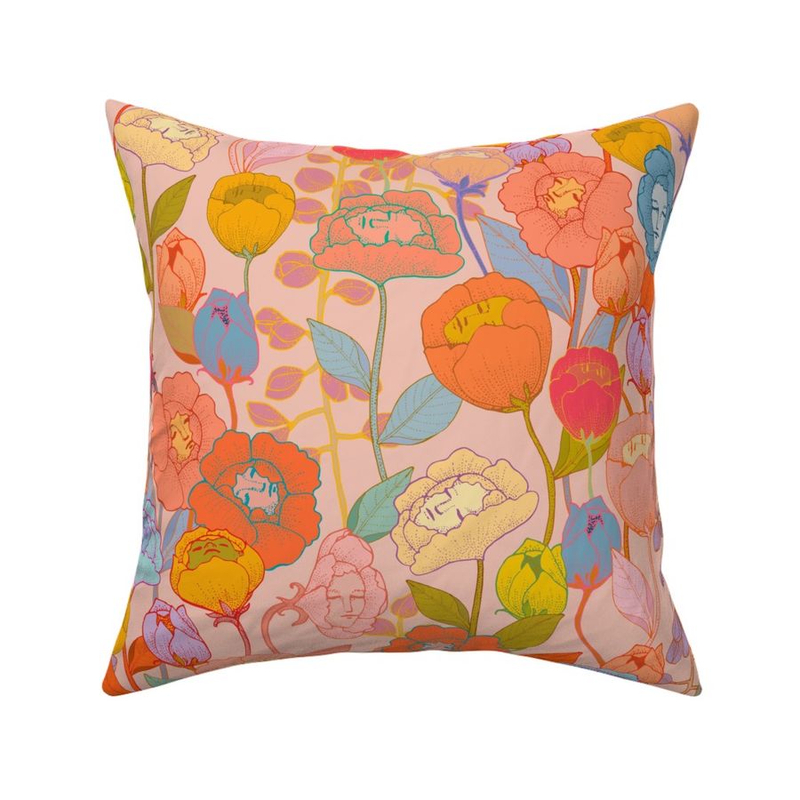 Wonderland Flowers {Pink} large Fabric | Spoonflower