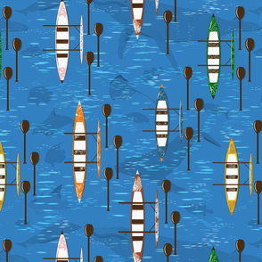Colorful Outrigger Canoes