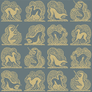 Graceful greyhounds— grey & yellow