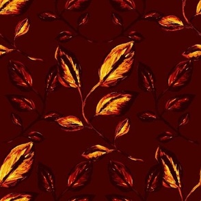 Mysterious leaves on a maroon 