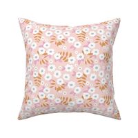 Daisies and buttercup lilies boho garden summer soft pink cinnamon white LARGE