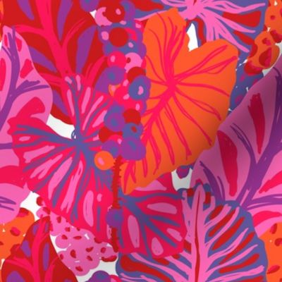 Tropical Hawaiian Leaves + Sea Grapes in Hot Pink