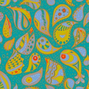 Cottage Core Paisley peacock background