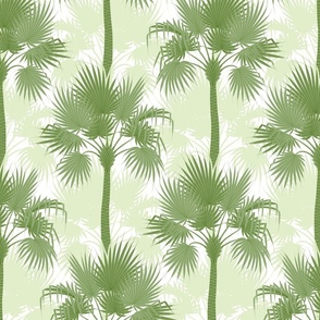Hawaiian Loulu Palms - white green - large scale