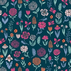 SMALL spring botanicals // block printed linocut spring wildfloewrs florals flowers cute girly design