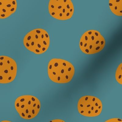 Chocolate Chip Cookies on Blue Large Scale