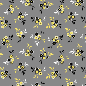 Retro Yellow and Gray Floral