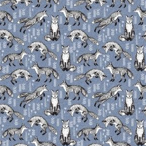 SMALL Foxes - Stonewash Blue with Linen look by Andrea Lauren 