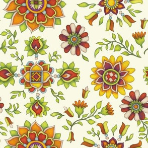 Medallion Flowers cream-med