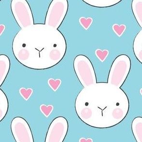 bunny faces on teal