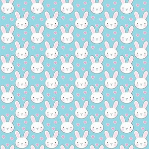 tiny bunny faces on teal
