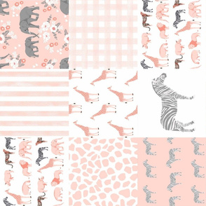 safari quilt pink and grey animals nursery cute cheater quilt wholecloth