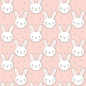 small bunny faces on vintage pink