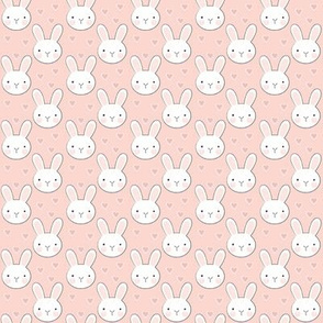 tiny bunny faces on vintage pink