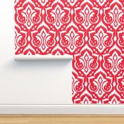 Ikat Damask - Holly Berry Red