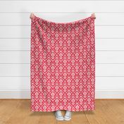 Ikat Damask - Holly Berry Red