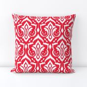 Ikat Damask - Holly Berry Red