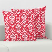 Ikat Damask - Holly Berry Red