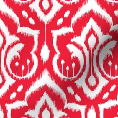 Ikat Damask - Holly Berry Red