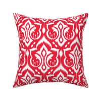 Ikat Damask - Holly Berry Red