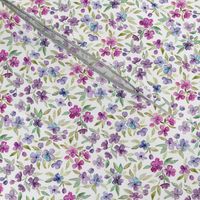 Purple, Plum and Magenta Watercolor Blossoms micro print