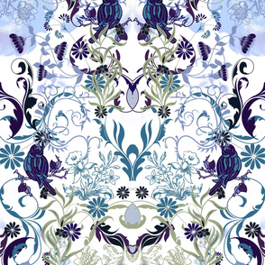 Birds and flowers damask