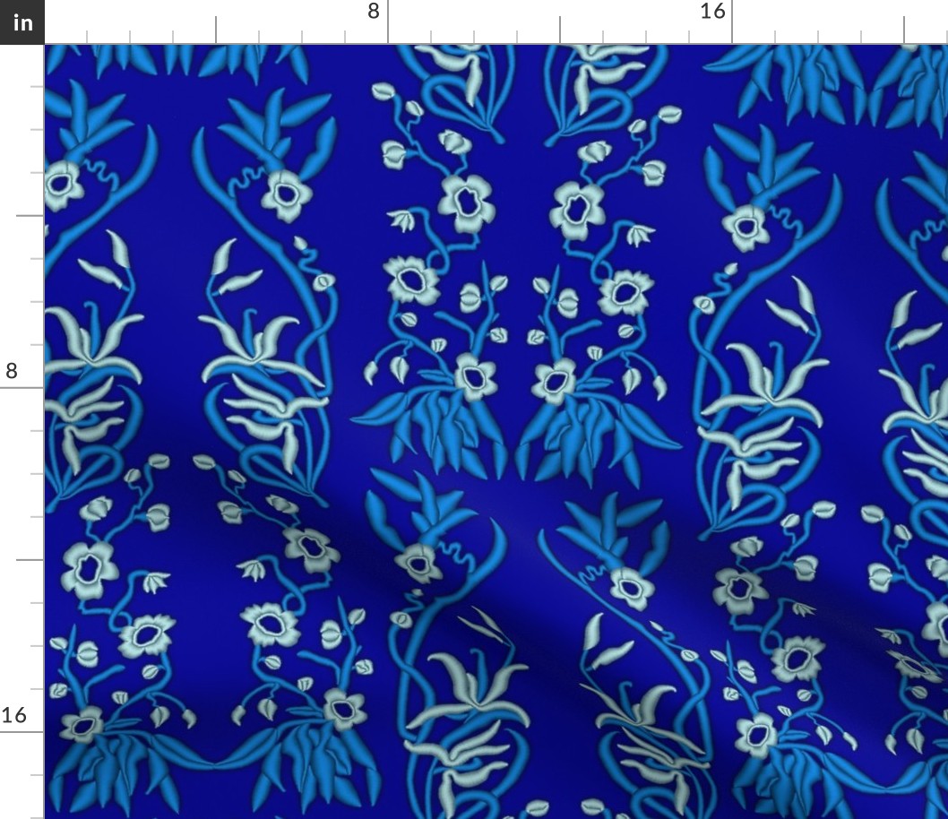 Embroidered Flying Floral Fabric - Full