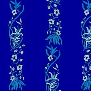 Embroidered Flying Floral Fabric - Stripes